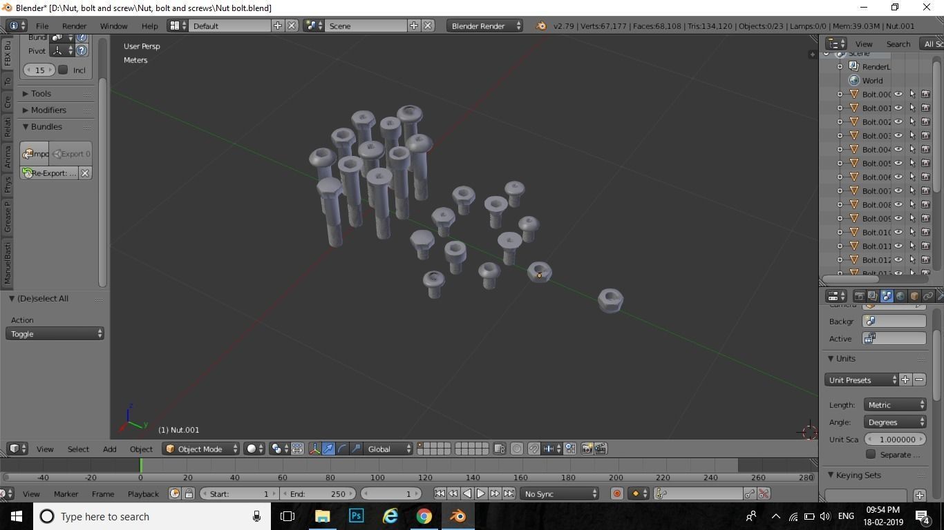 Nut Bolt and Screw Low-poly 3D model_12