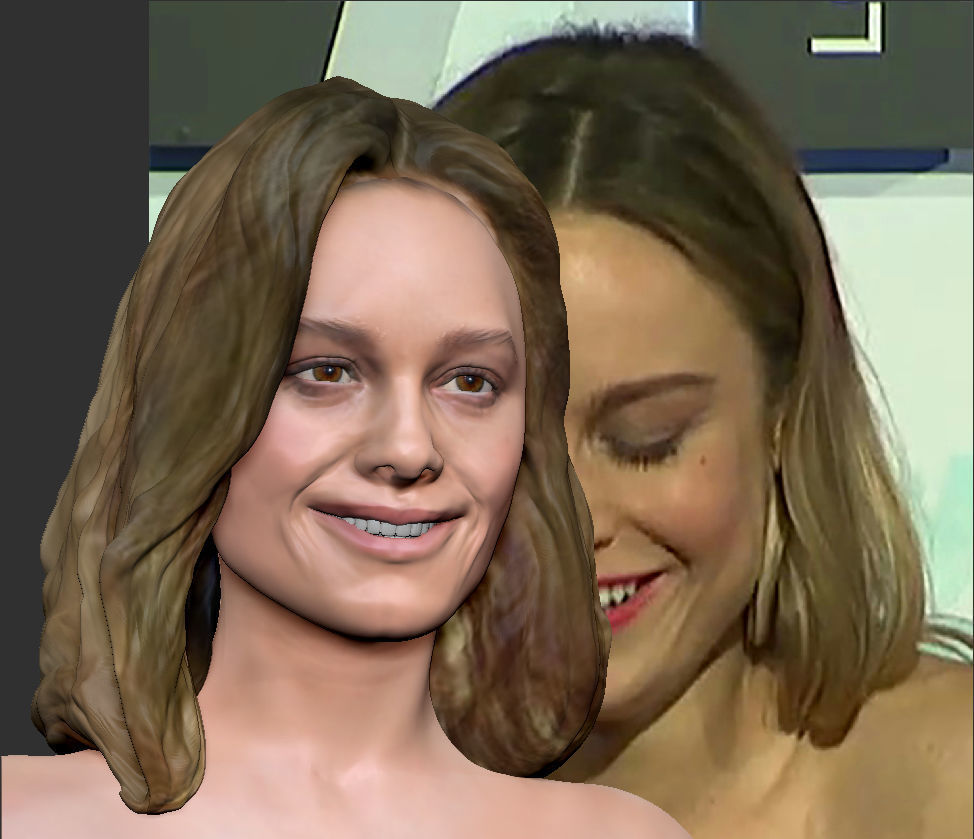 Brie Larson 3d model as Captain Marvel Carol Danvers bust 3D print model_27