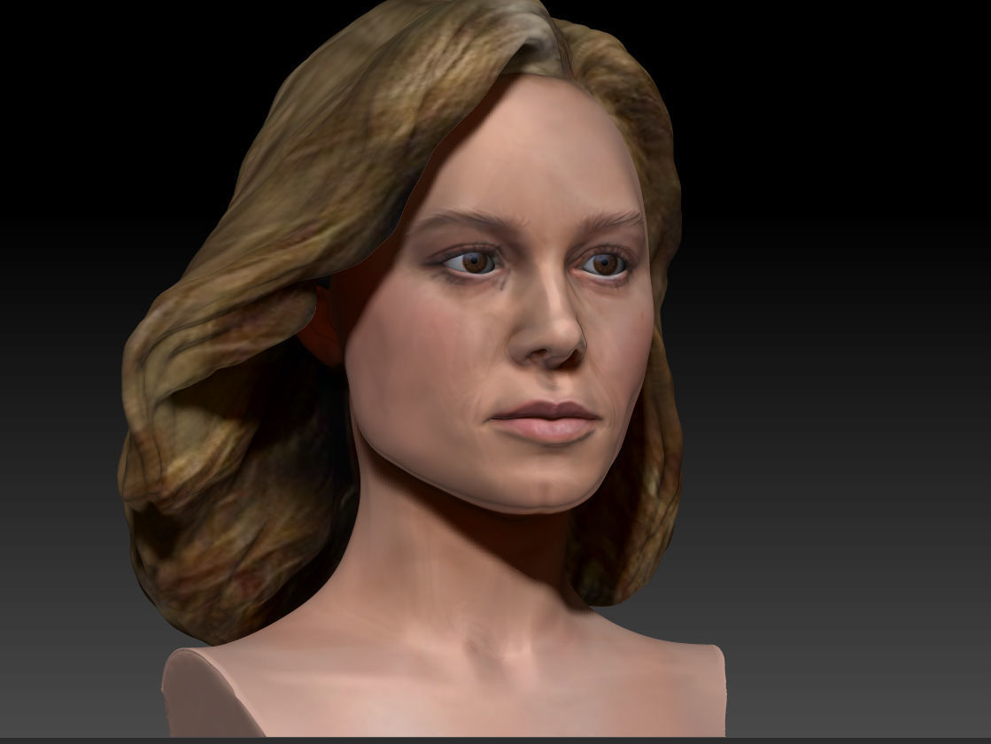 Brie Larson 3d model as Captain Marvel Carol Danvers bust 3D print model_14