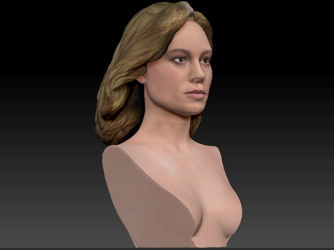 Brie Larson 3d model as Captain Marvel Carol Danvers bust 3D print model_22