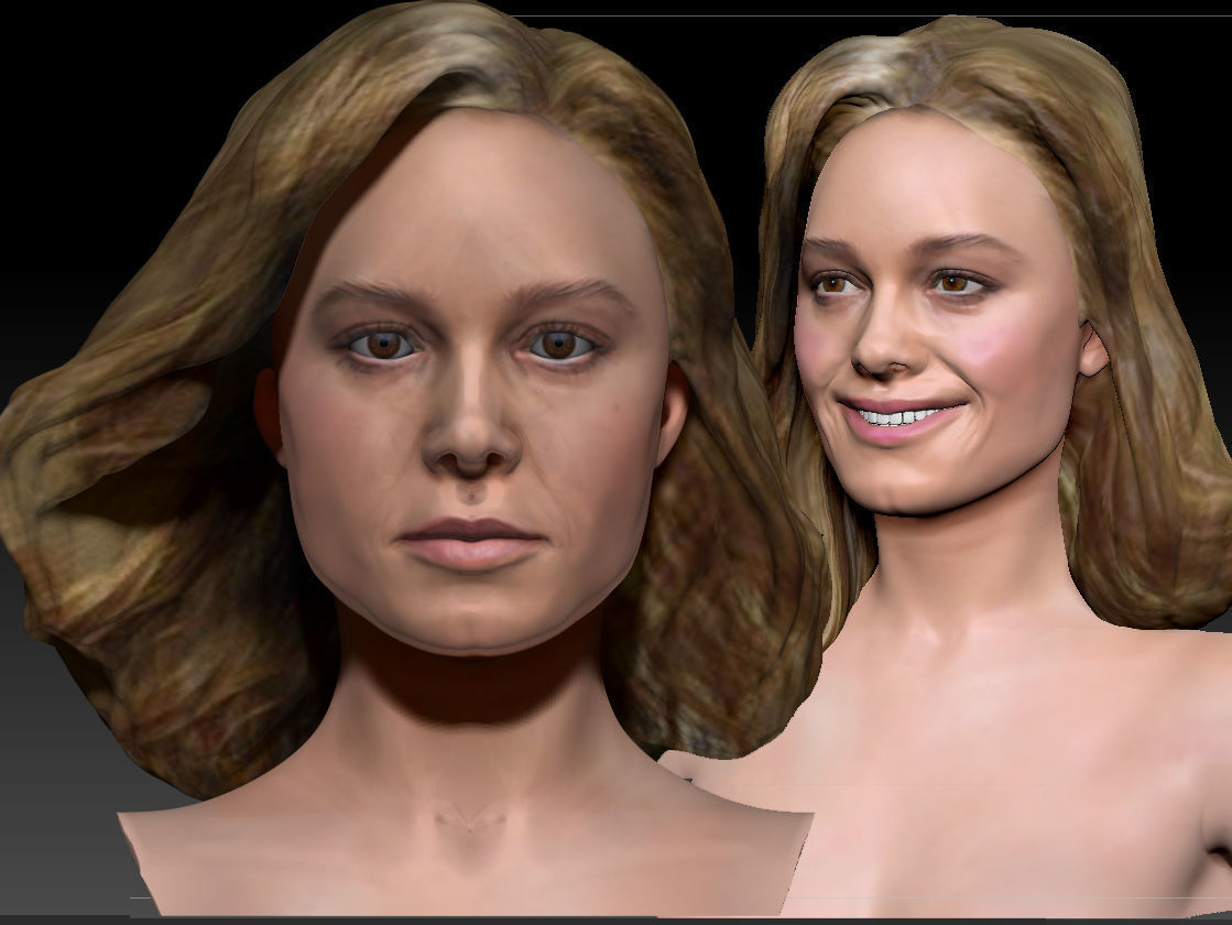 Brie Larson 3d model as Captain Marvel Carol Danvers bust 3D print model_0
