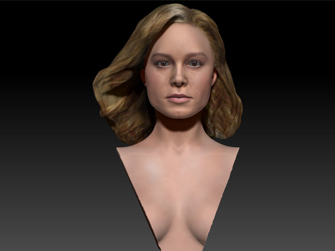 Brie Larson 3d model as Captain Marvel Carol Danvers bust 3D print model_2