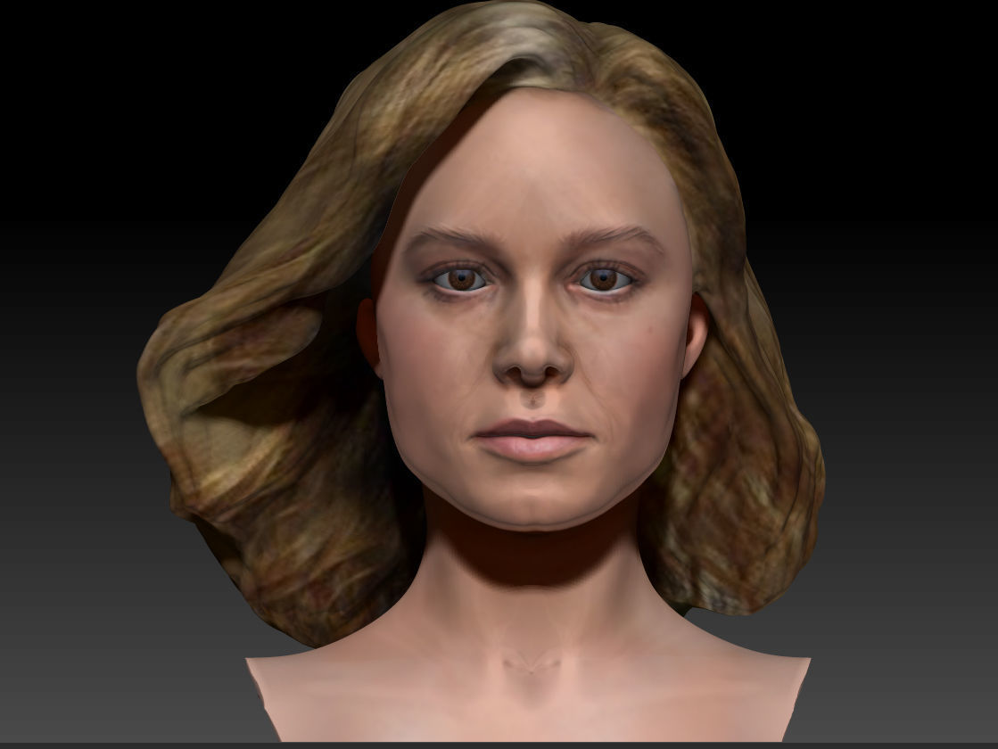 Brie Larson 3d model as Captain Marvel Carol Danvers bust 3D print model_7