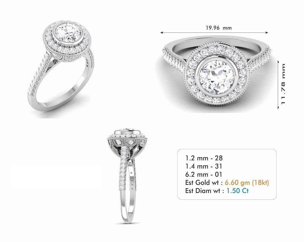 Solitaire ring 3dm stl render detail 3D print model 3D print model_11