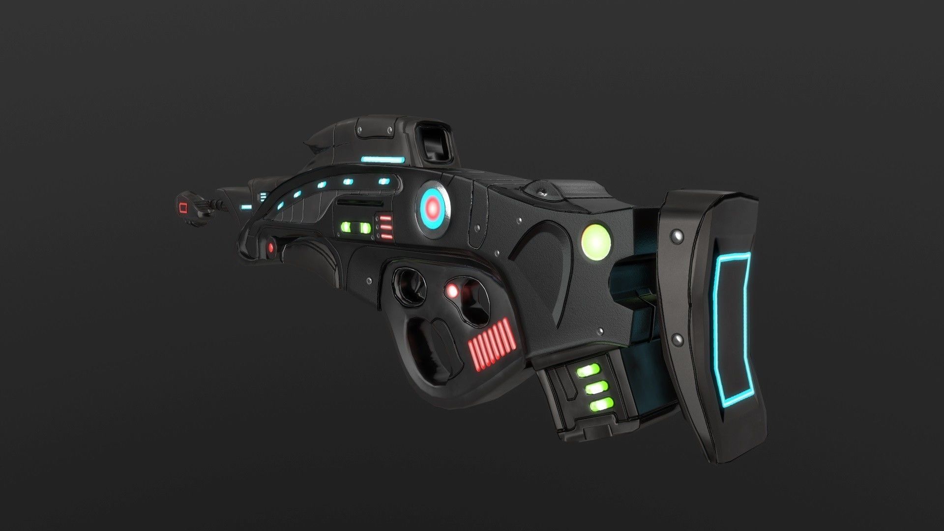 SCI FI GUN 2 Low-poly 3D model_2