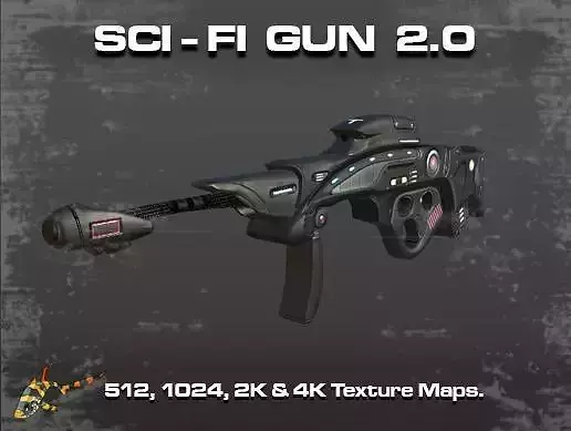 SCI FI GUN 2 Low-poly 3D model