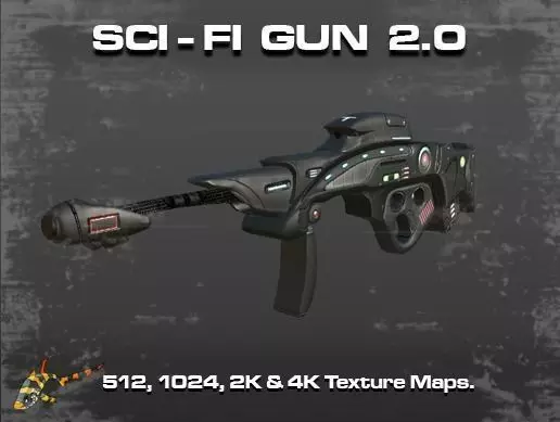 SCI FI GUN 2 Low-poly 3D model_0