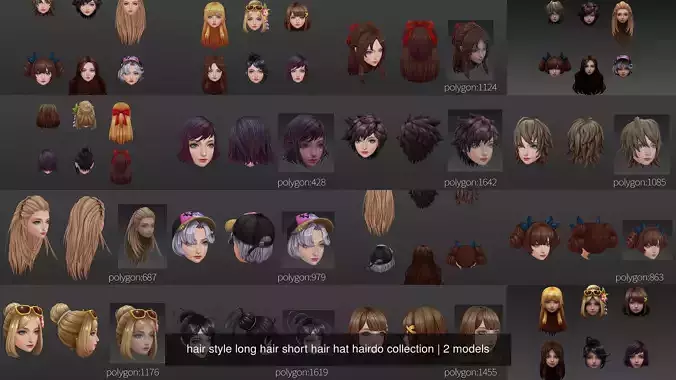 hair style long hair short hair hat hairdo collection 