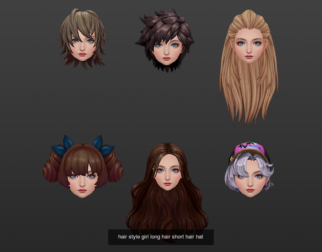 hair style long hair short hair hat hairdo collection _1