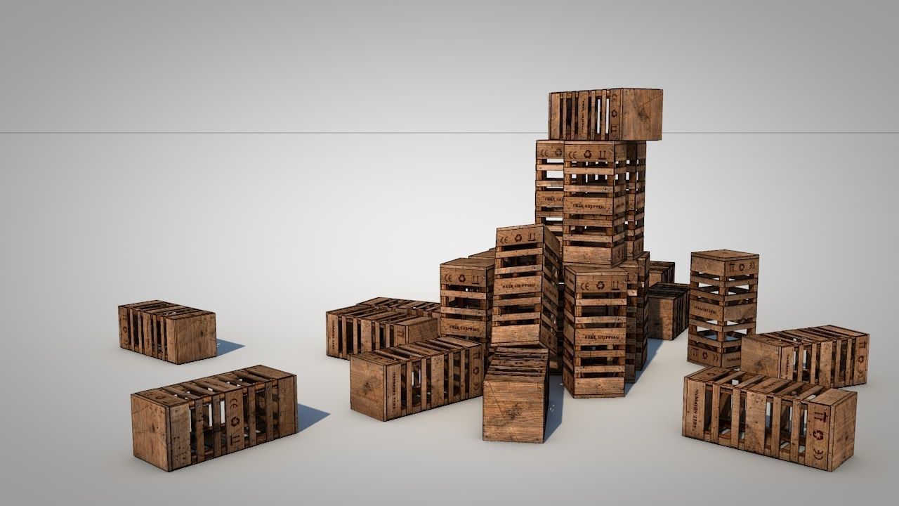 Game Ready Wooden Boxes Low-poly 3D model_17