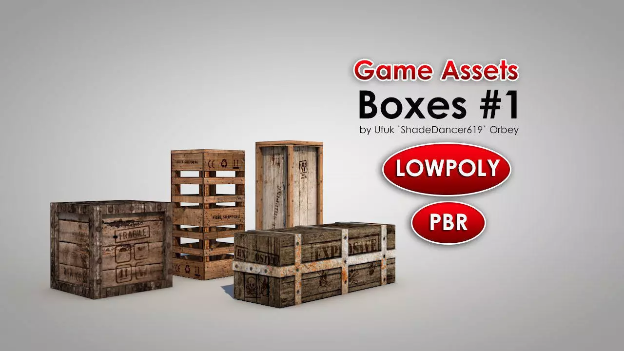 Game Ready Wooden Boxes Low-poly 3D model_0