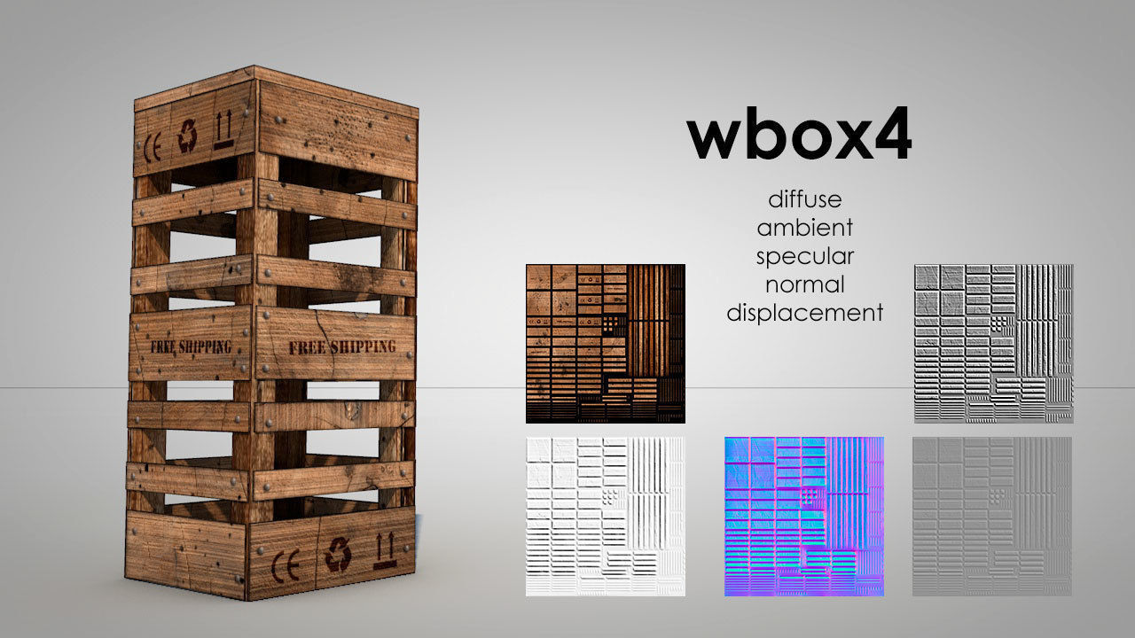 Game Ready Wooden Boxes Low-poly 3D model_12