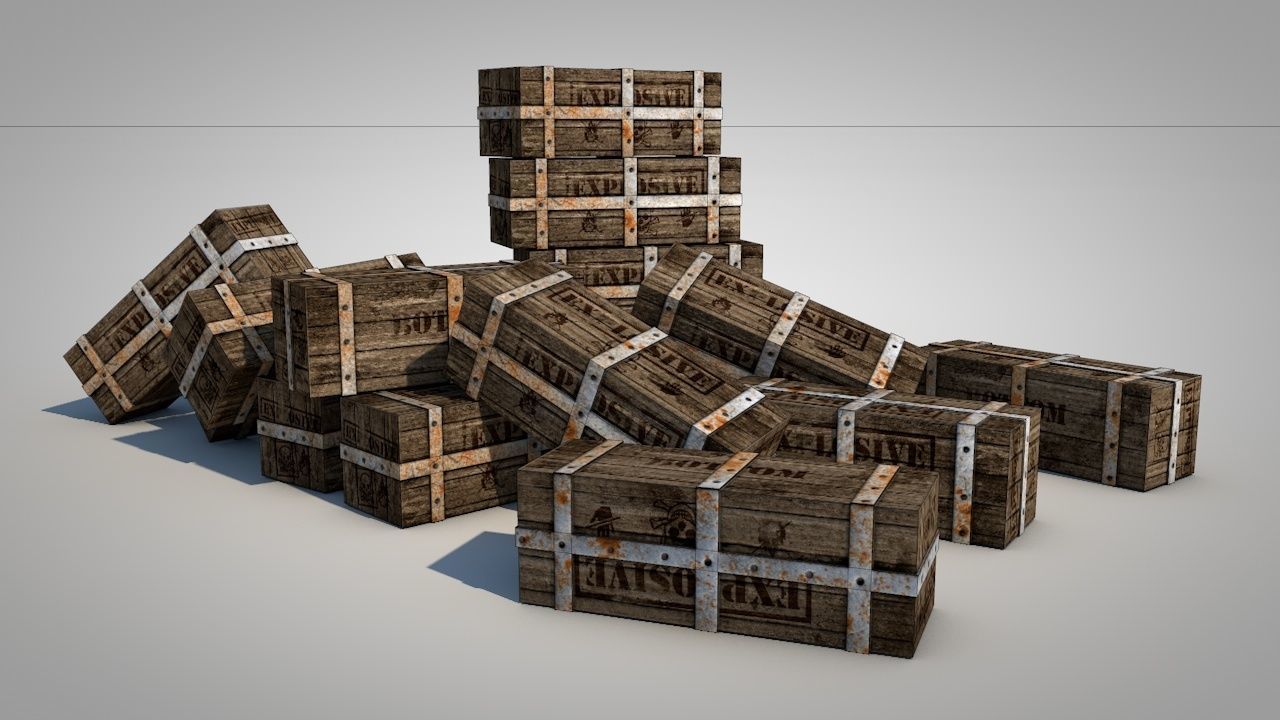 Game Ready Wooden Boxes Low-poly 3D model_15