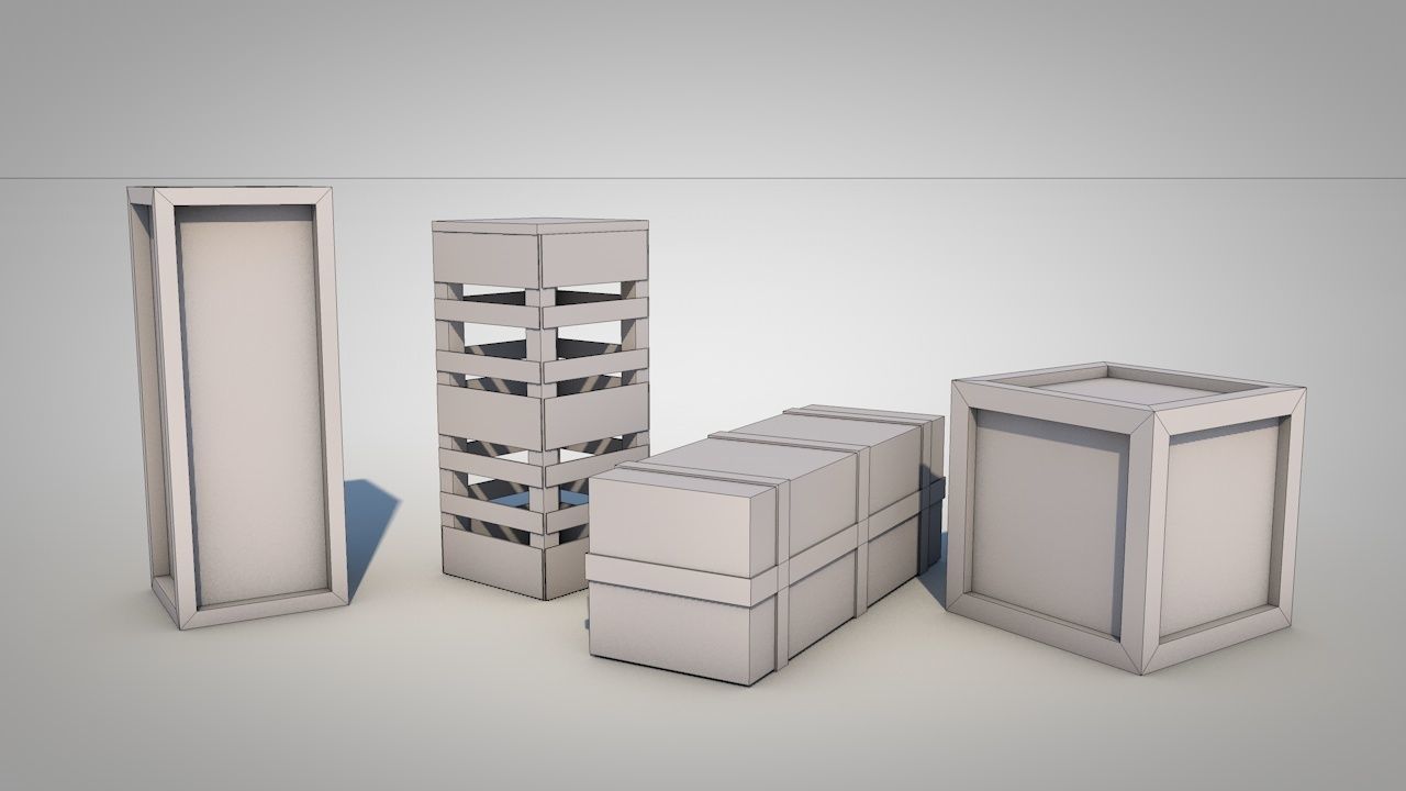 Game Ready Wooden Boxes Low-poly 3D model_5
