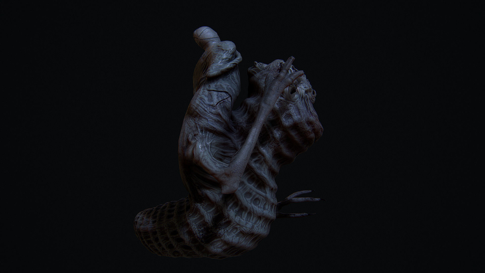 THe leach Horror monster Animated  Low-poly 3D model_4