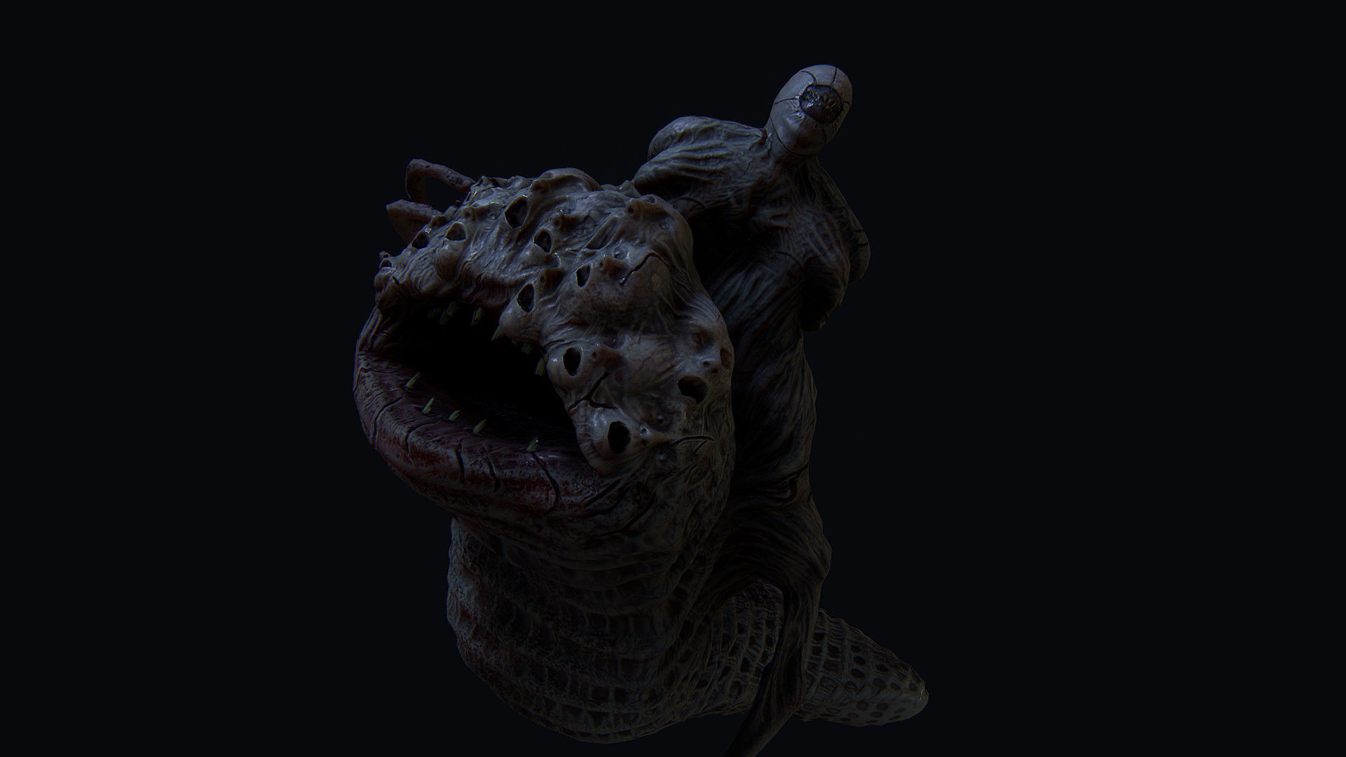 THe leach Horror monster Animated  Low-poly 3D model_3