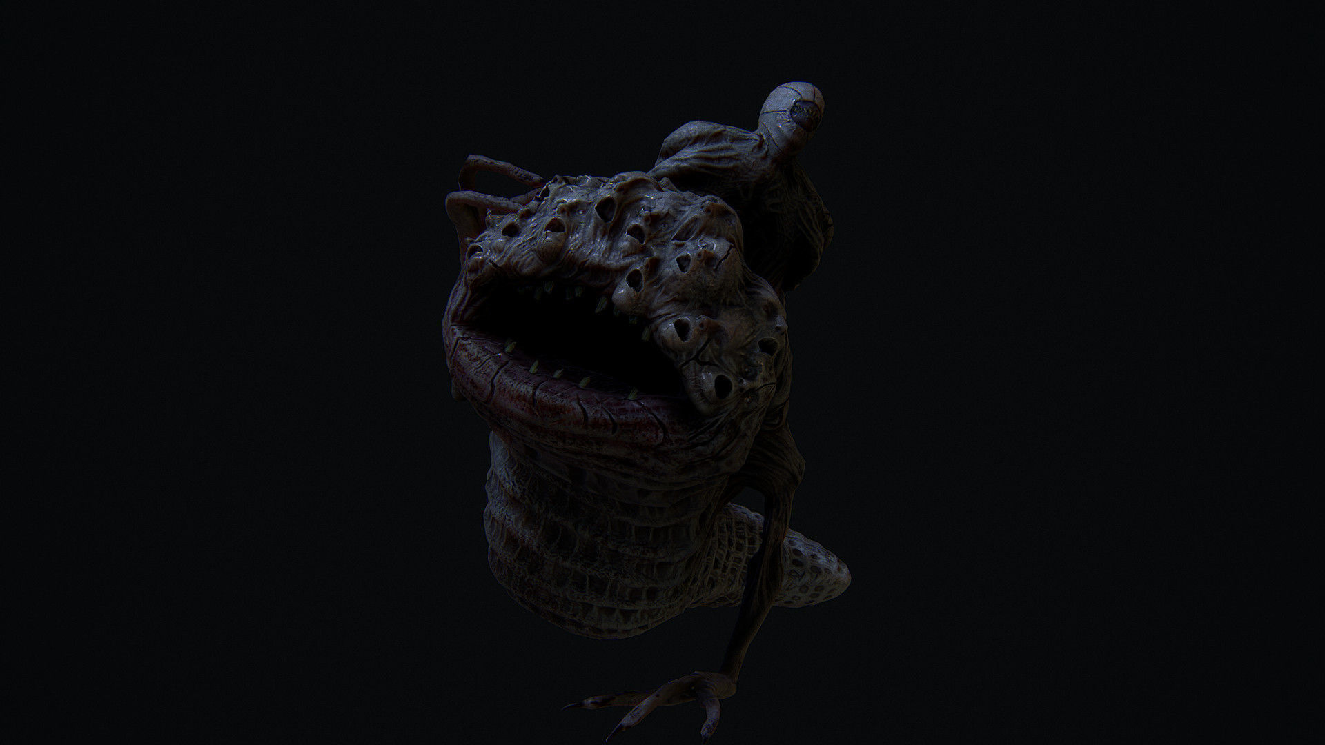 THe leach Horror monster Animated  Low-poly 3D model_5