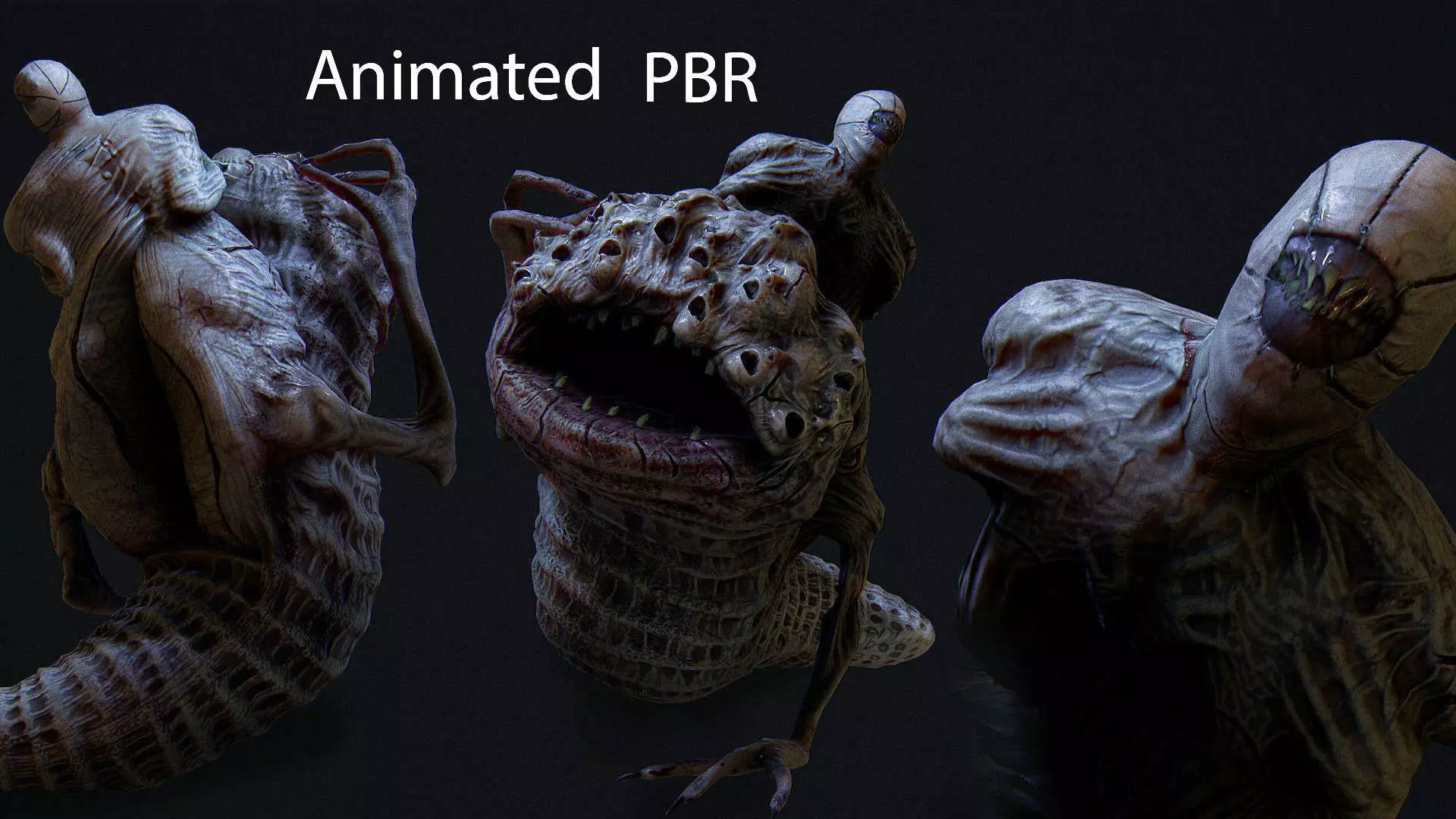 THe leach Horror monster Animated  Low-poly 3D model_0