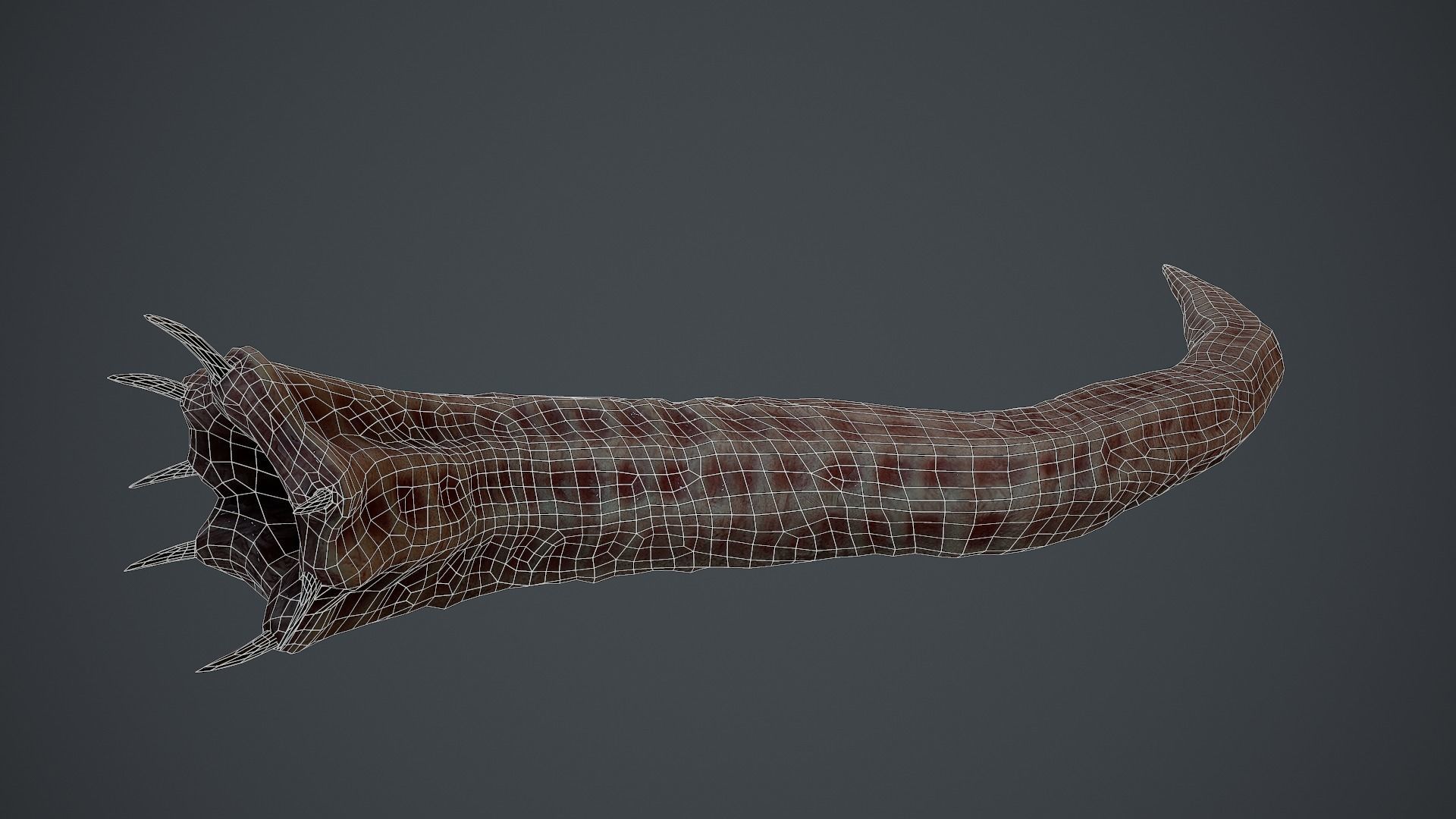 Creepy Flesh worm Animated PBR Low-poly 3D model_3