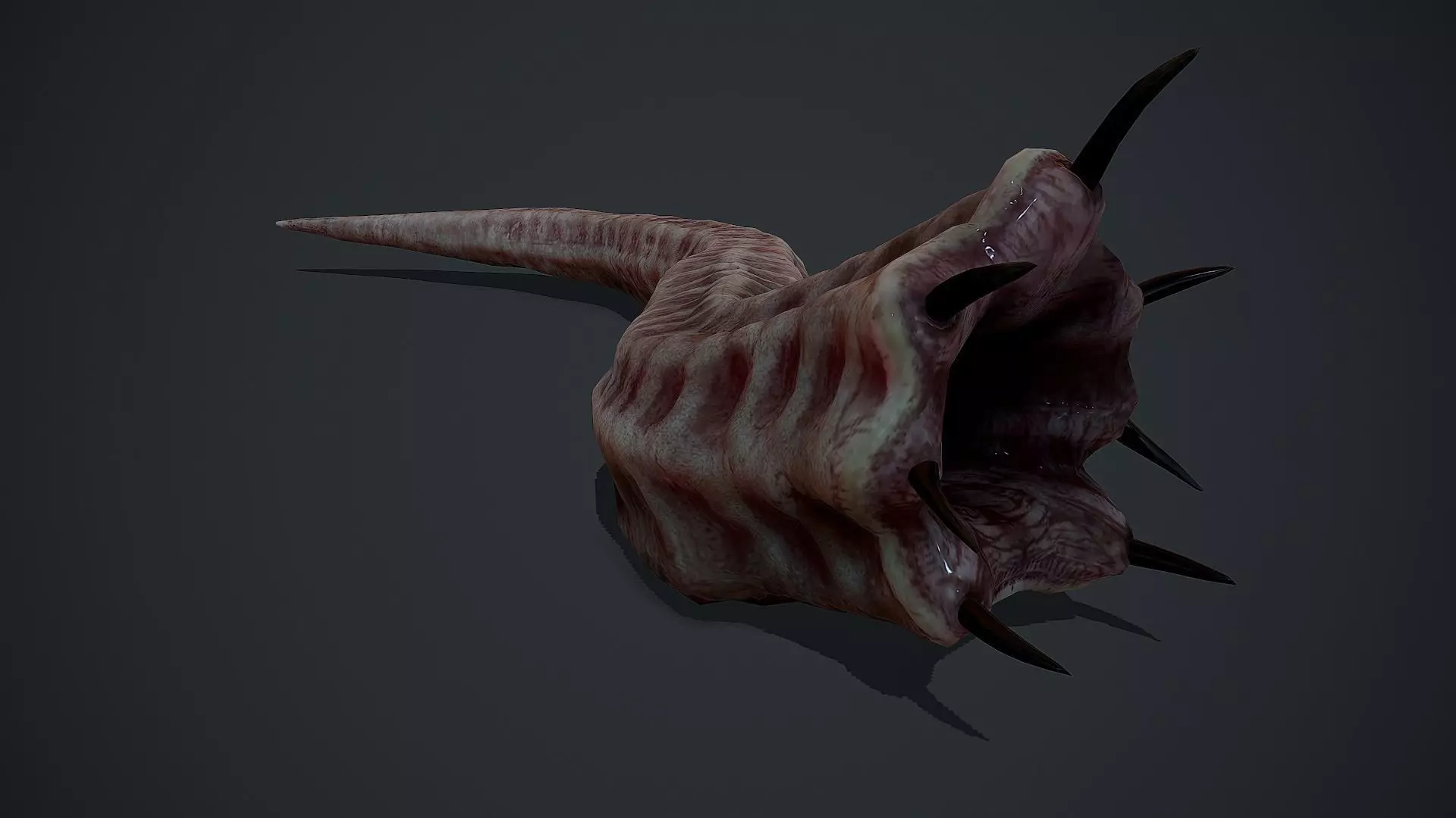 Creepy Flesh worm Animated PBR Low-poly 3D model_0