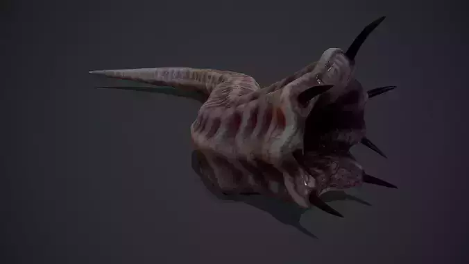 Creepy Flesh worm Animated PBR Low-poly 3D model