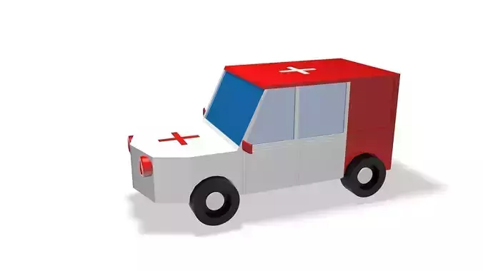 Low Poly Ambulance 3d Model toy