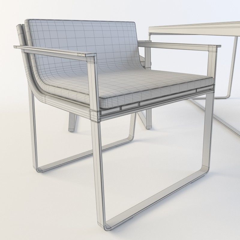 Banco Flat outdoor table plus chairs 3D model_4