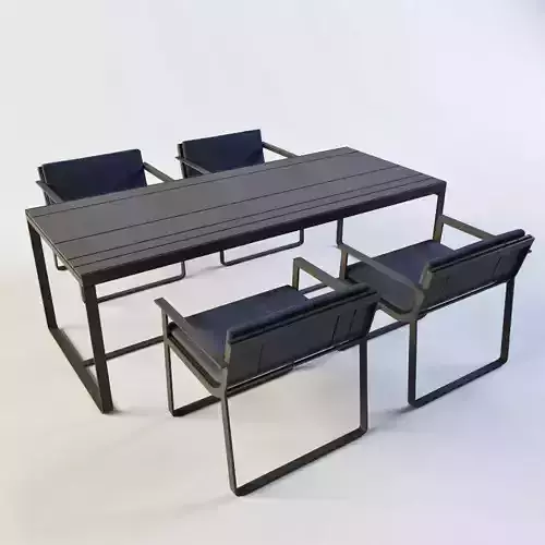 Banco Flat outdoor table plus chairs 3D model