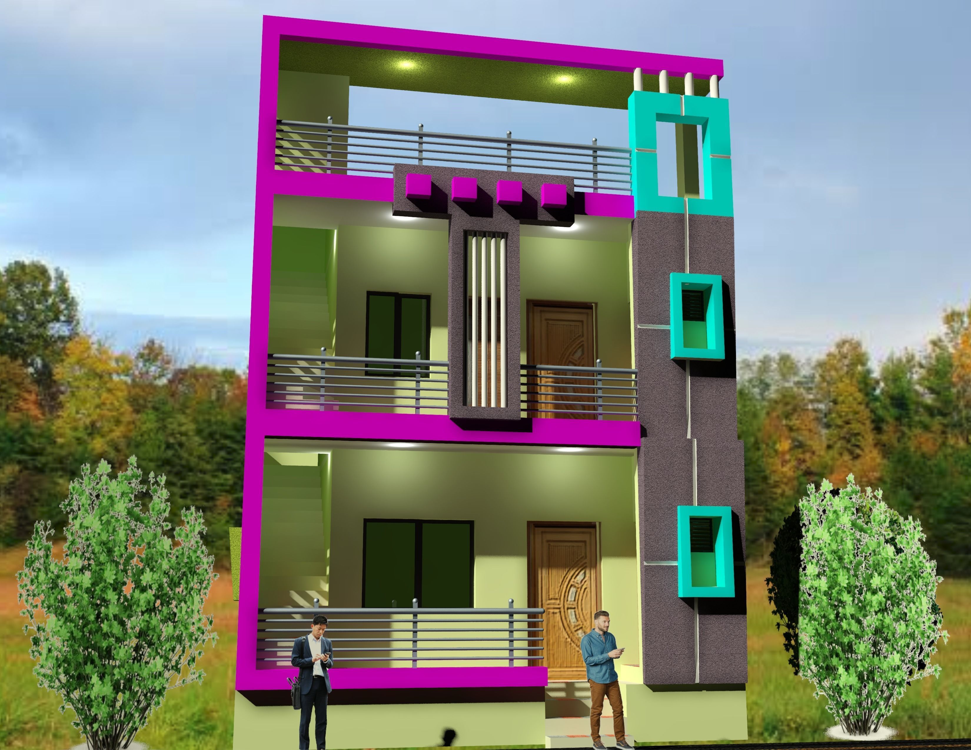 Exterior Model house design in hyderabad 3D print model_1
