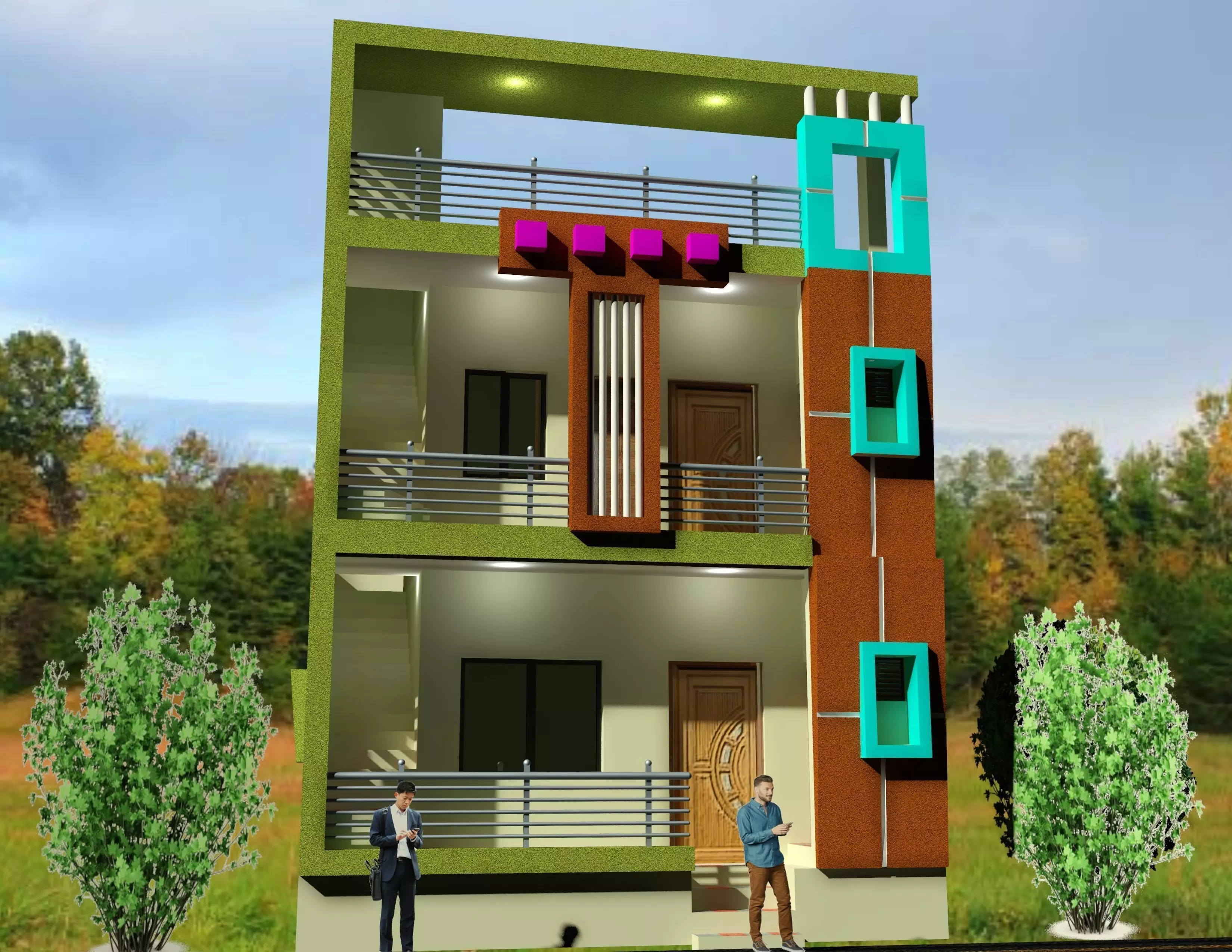 Exterior Model house design in hyderabad 3D print model_0
