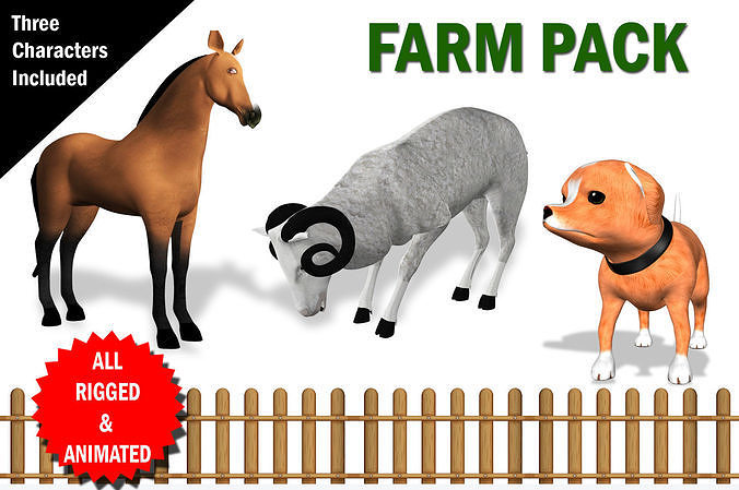 Farm Animals Pack Fully RIgged and Animated 3D model