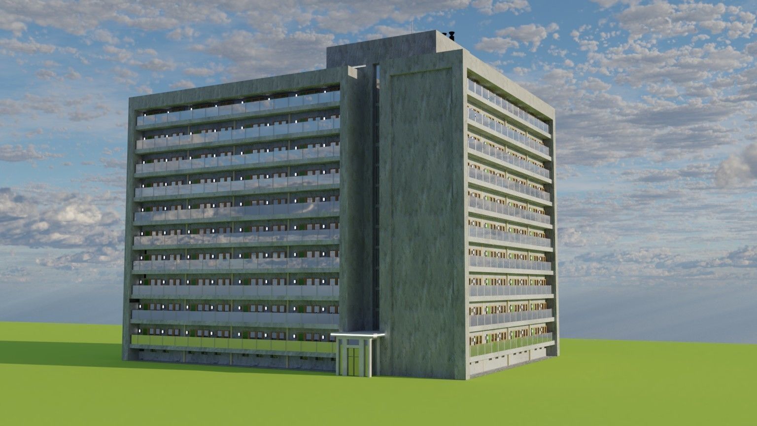 City appartment block 3D model_2