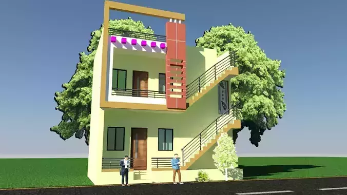Exterior house design in india 3D print model