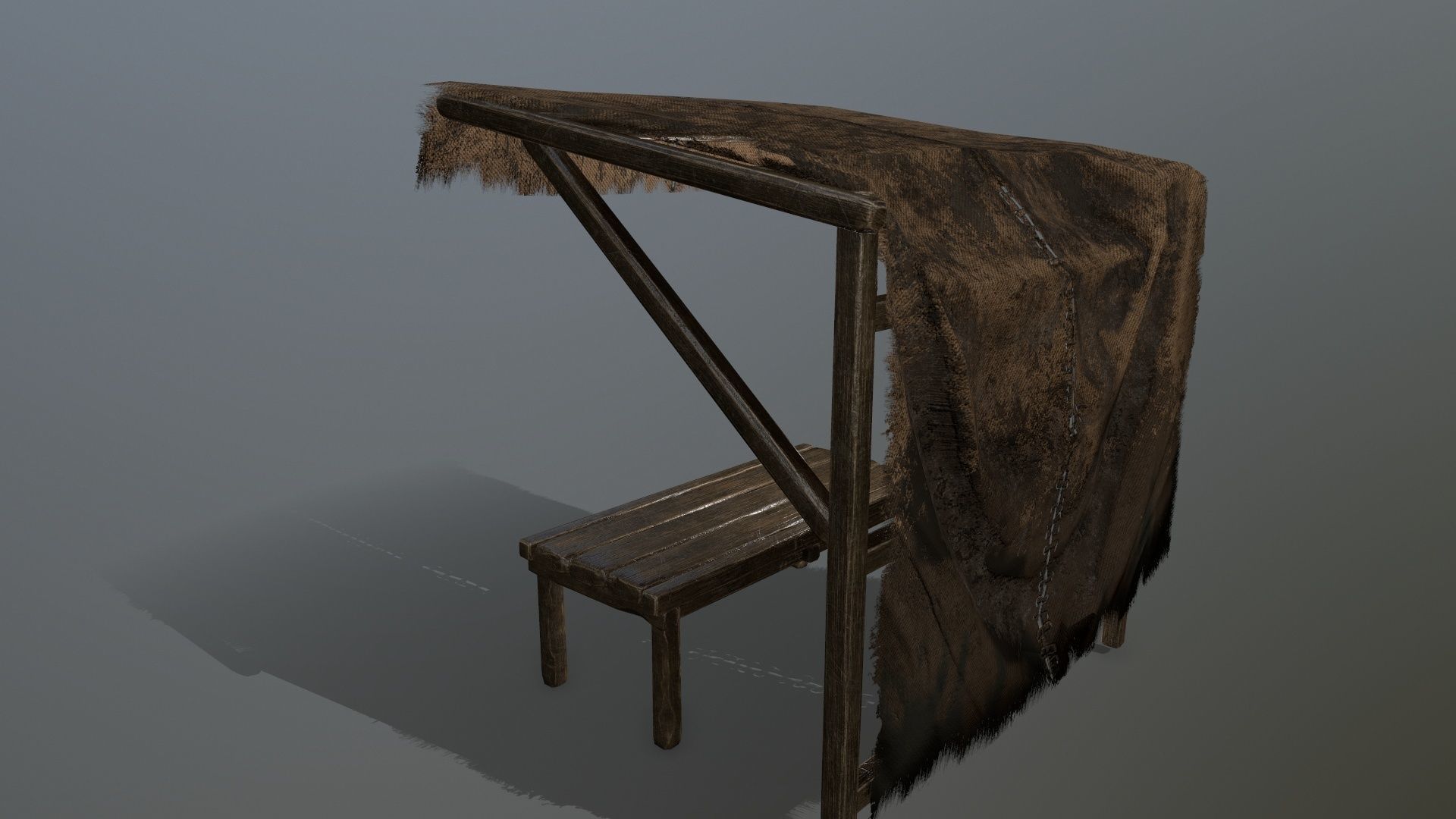 market  bench 1 Low-poly 3D model_6