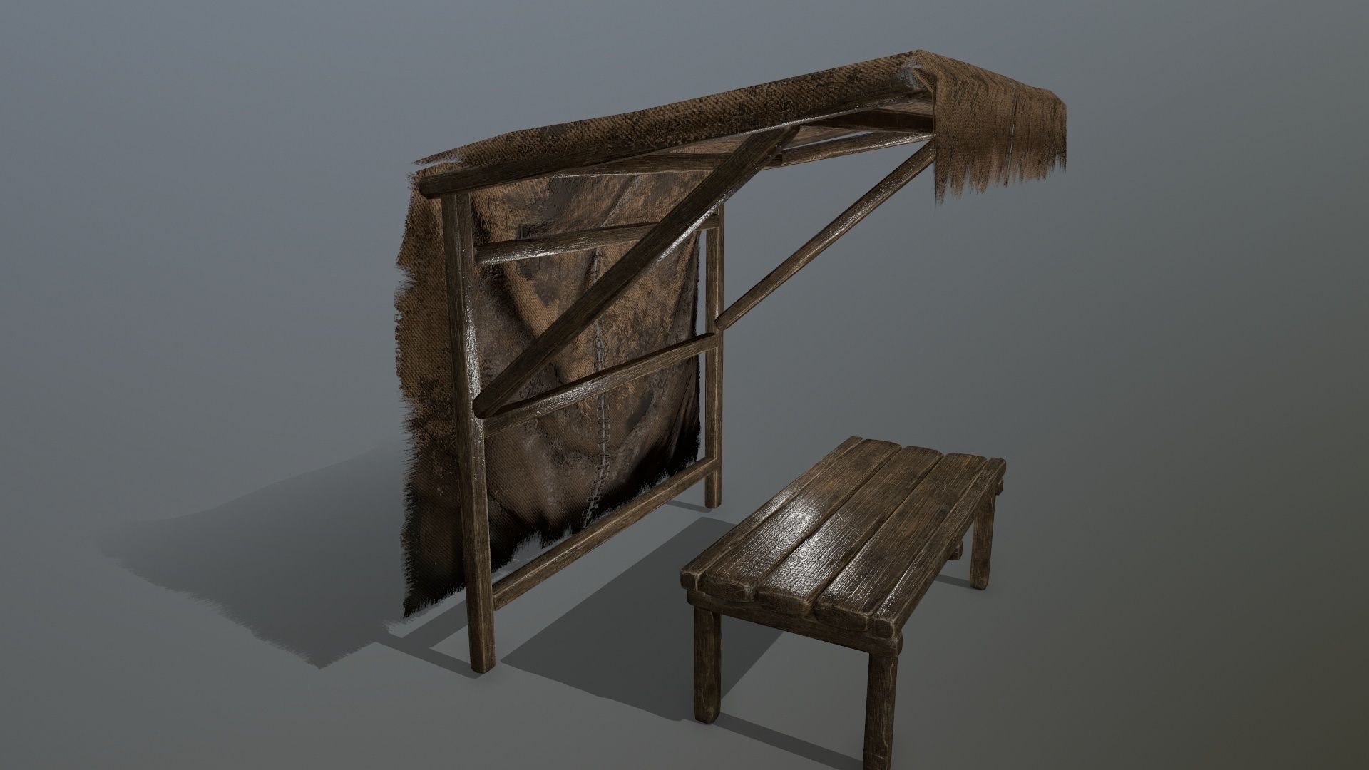market  bench 1 Low-poly 3D model_2