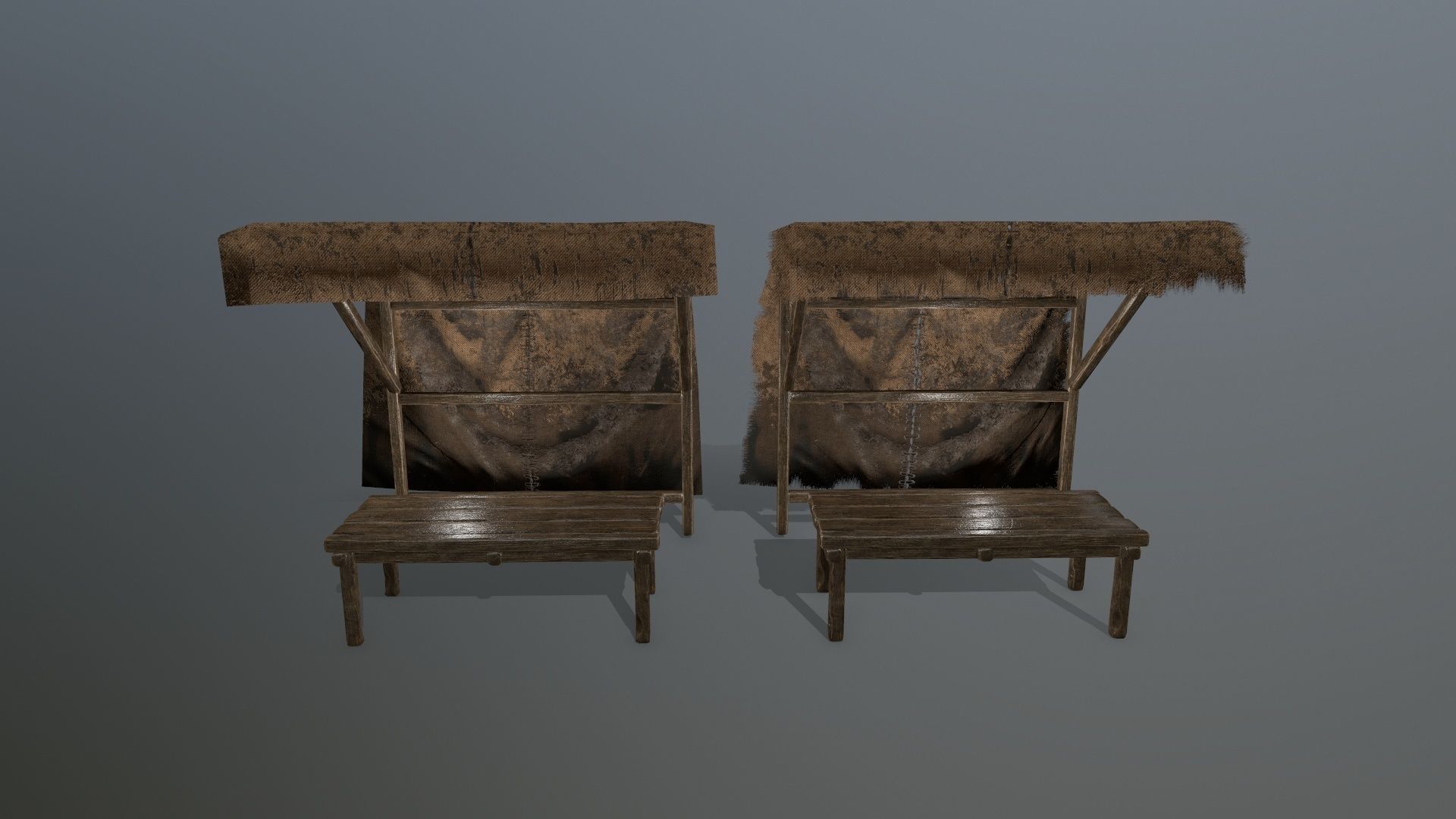 market  bench 1 Low-poly 3D model_10