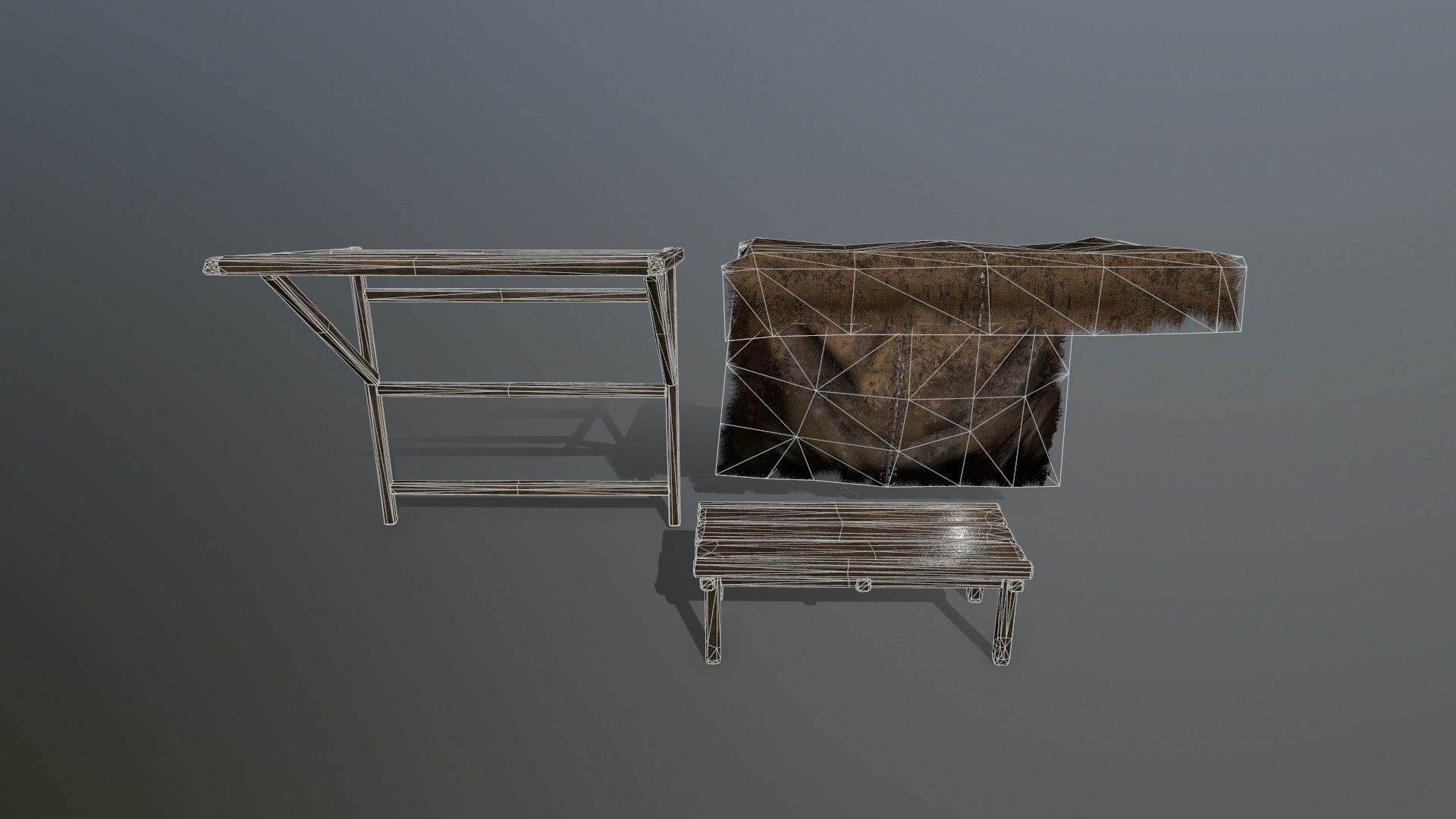 market  bench 1 Low-poly 3D model_11