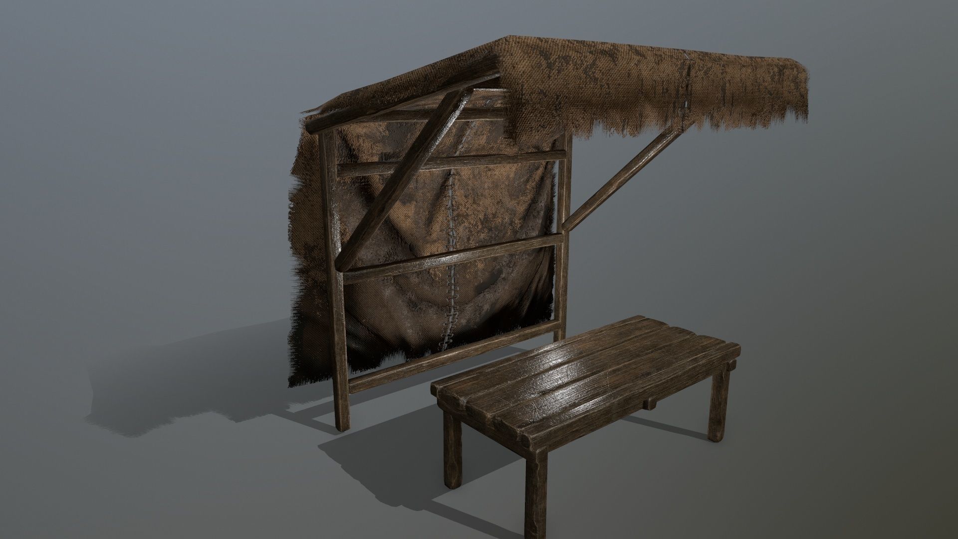 market  bench 1 Low-poly 3D model_1