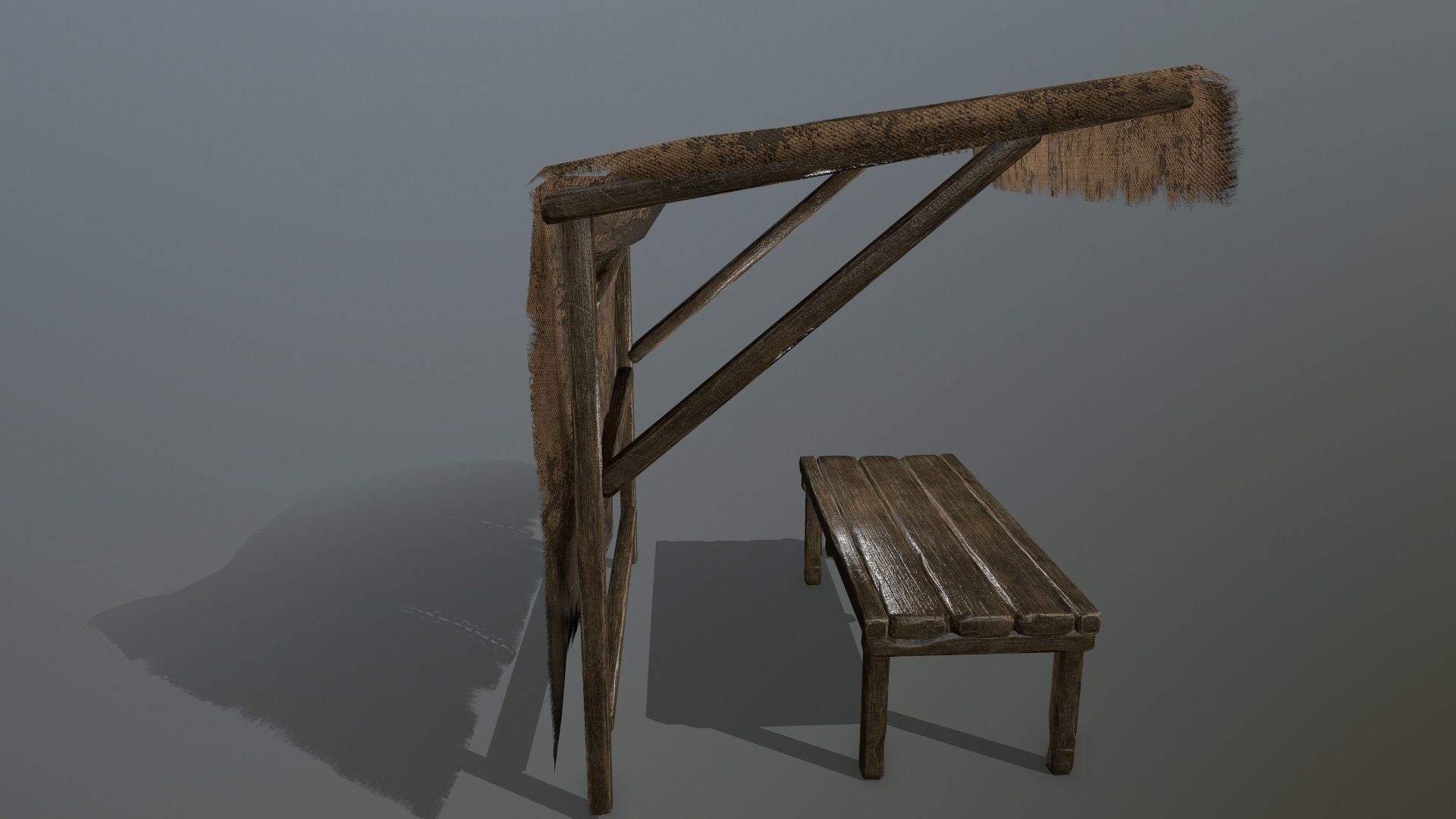 market  bench 1 Low-poly 3D model_3