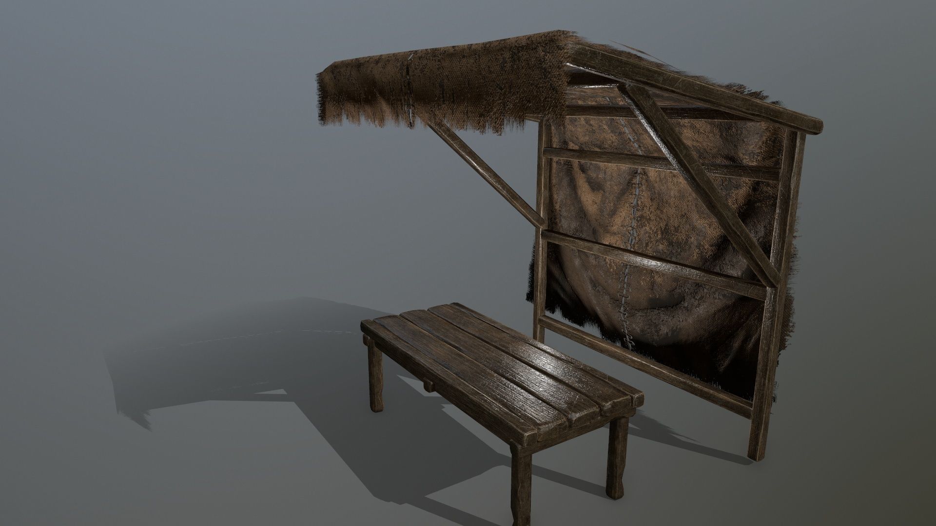 market  bench 1 Low-poly 3D model_8