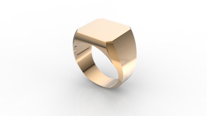 Ring AN octagonal signet in sterling silver 3D print model