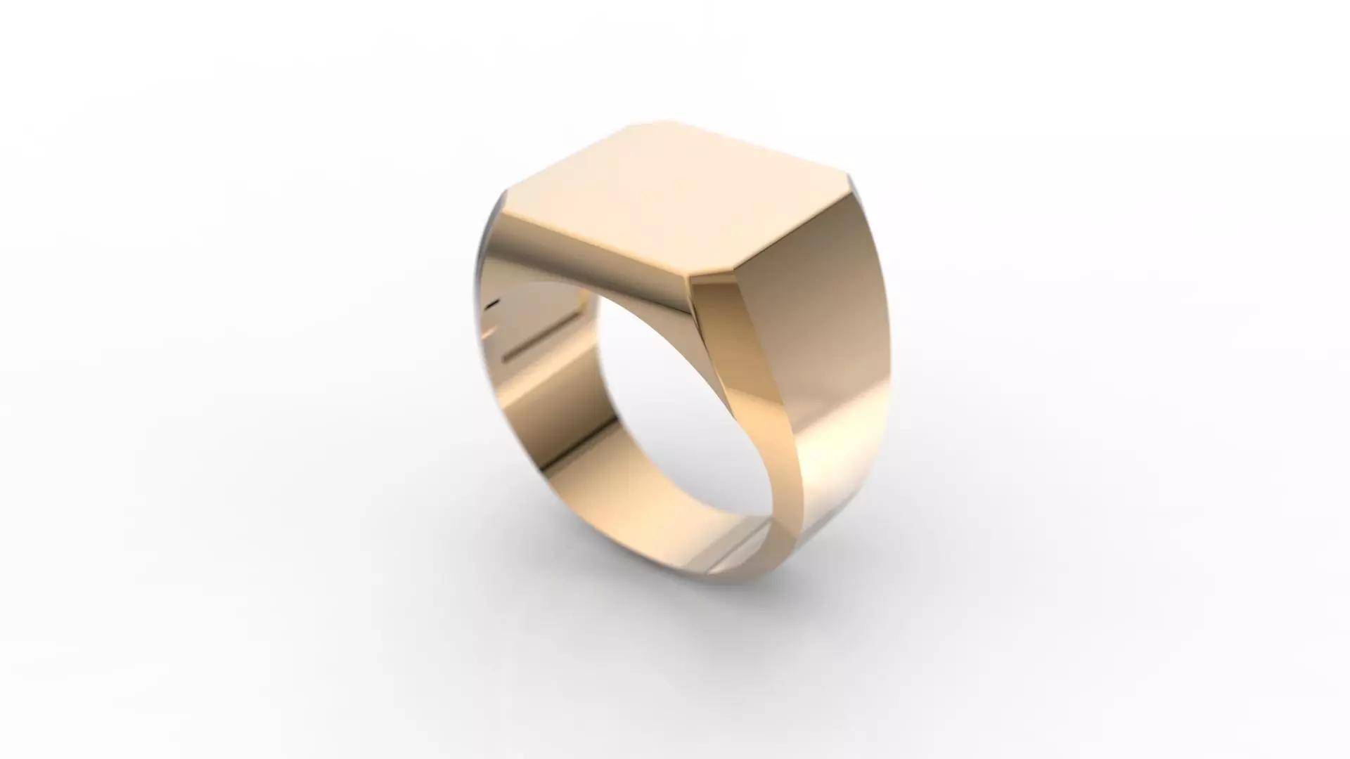 Ring AN octagonal signet in sterling silver 3D print model_0