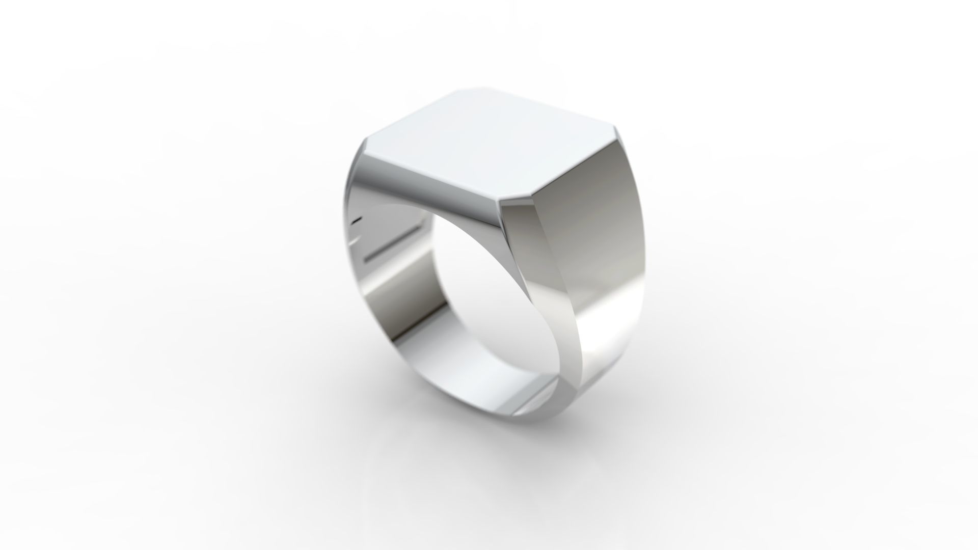 Ring AN octagonal signet in sterling silver 3D print model_2