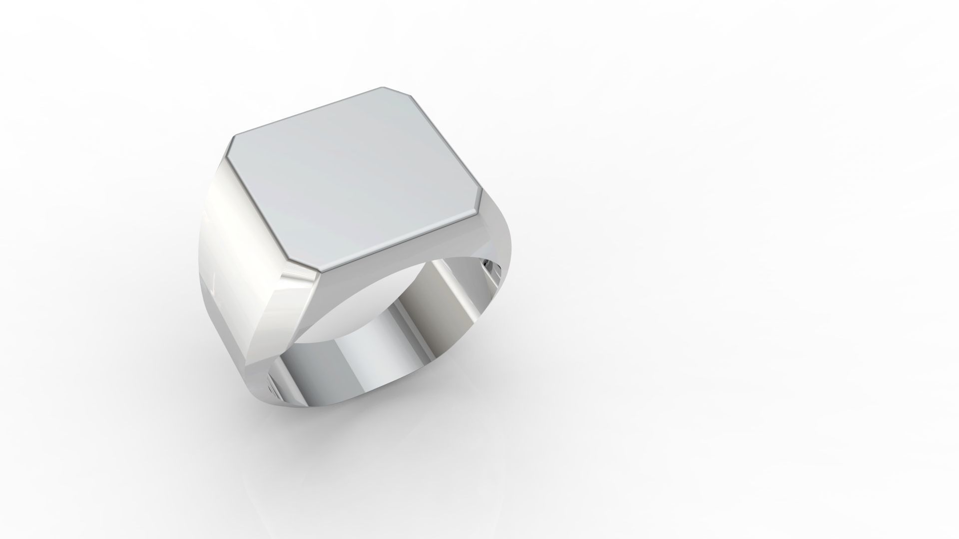 Ring AN octagonal signet in sterling silver 3D print model_3