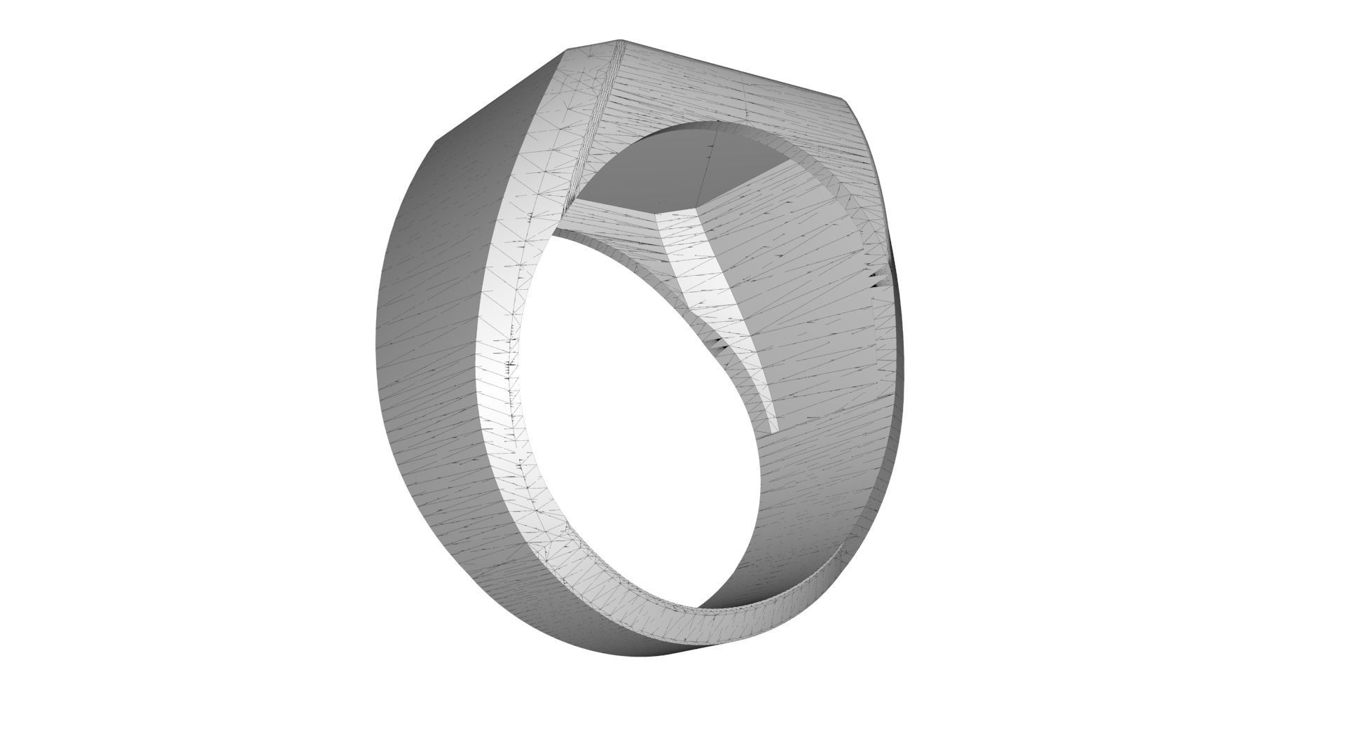 Ring AN octagonal signet in sterling silver 3D print model_8
