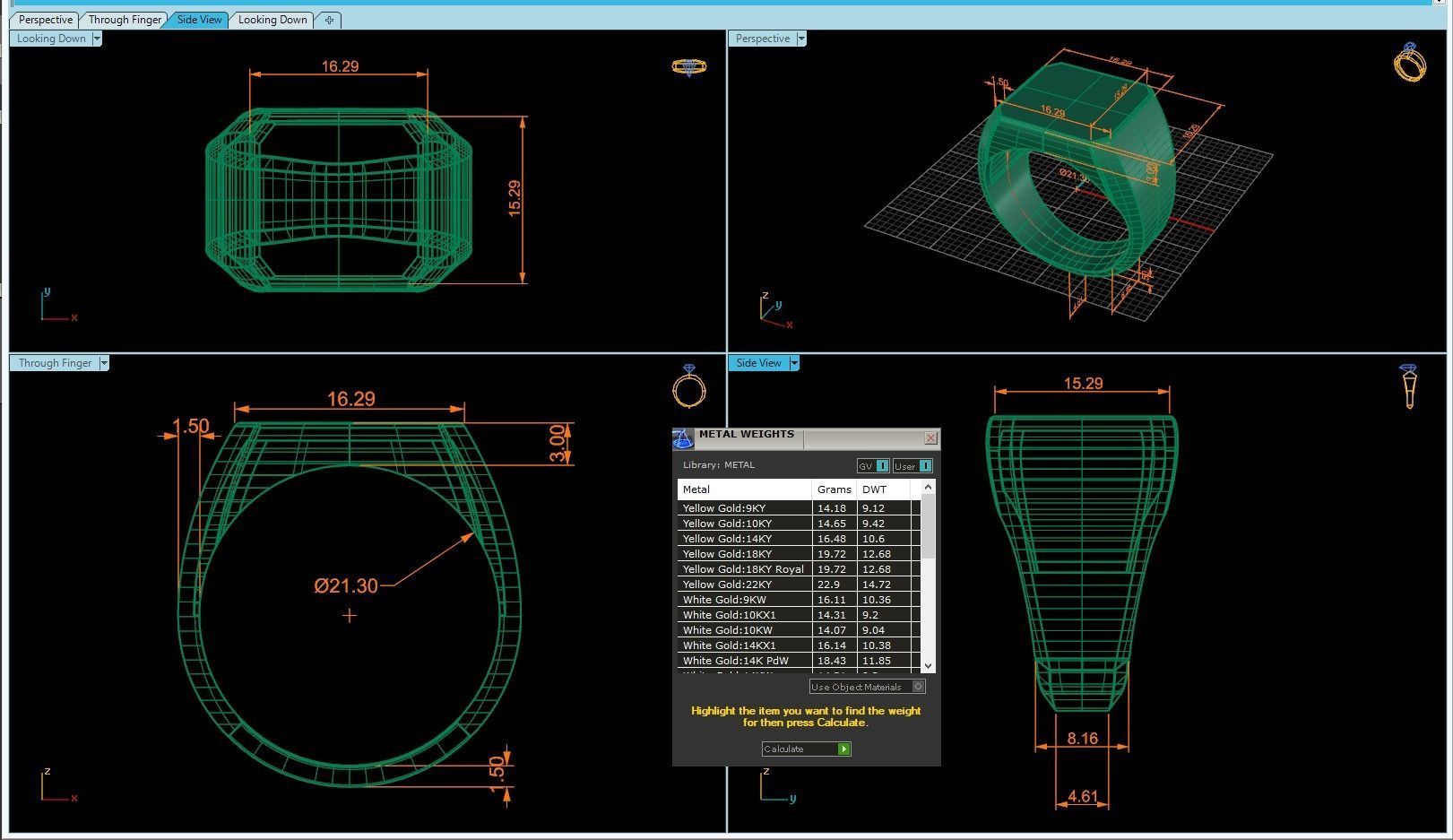 Ring AN octagonal signet in sterling silver 3D print model_1