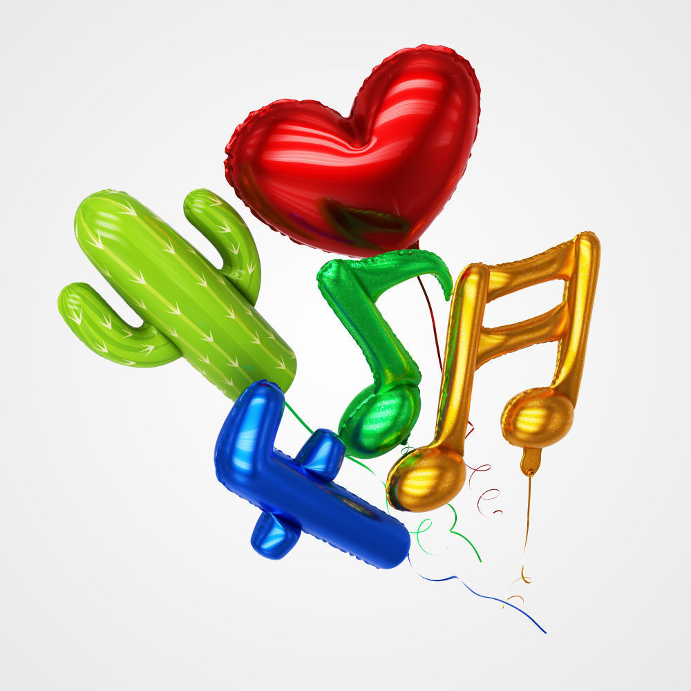 Balloons in different shapes 3D model_4