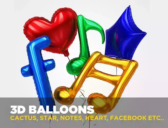 Balloons in different shapes 3D model