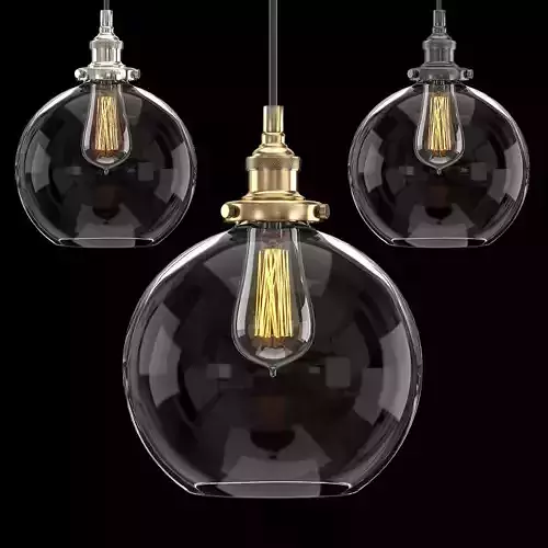 20th c Factory Filament Clear Glass Cafe Pendant 3D model