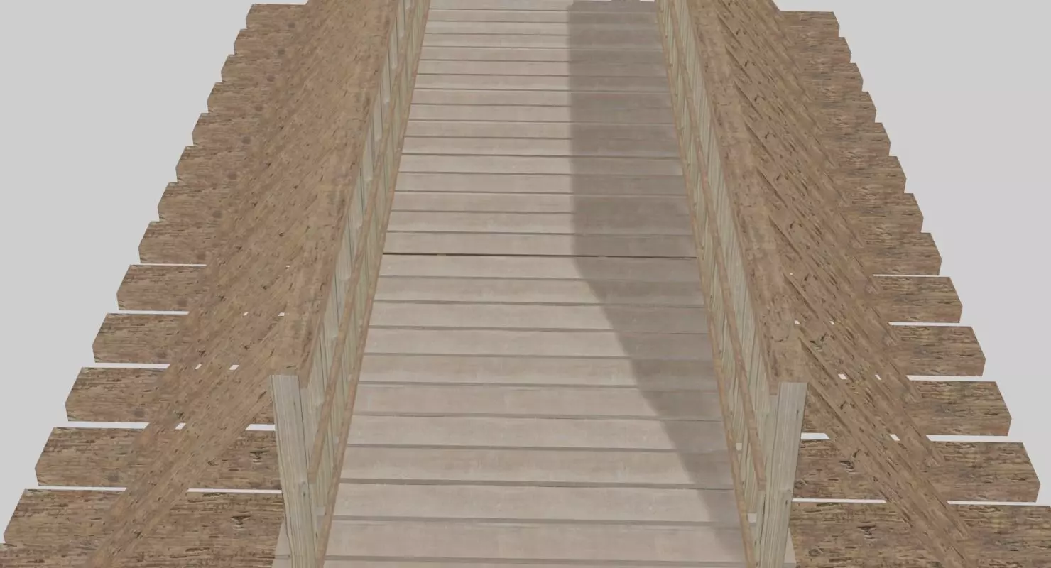 Wooden Bridge Low-poly 3D model